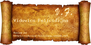 Vidovics Feliciána névjegykártya